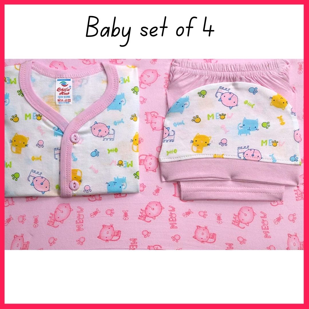 Pink - Blue One Size 10 Pcs Baby Gift Set New Born Baby Clothes Set imported