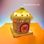 "An ornate 'Tatta Suchi Patra' scroll—vividly colored and adorned with intricate designs, symbolizing the sacred union in Bengali weddings."