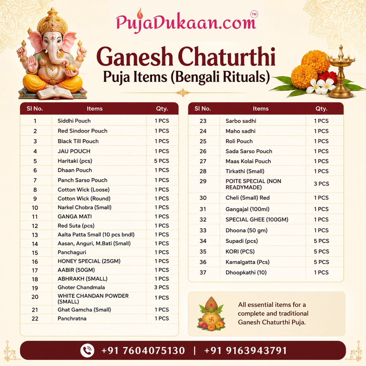 Ganesh Puja Kit (Bengali Rituals)