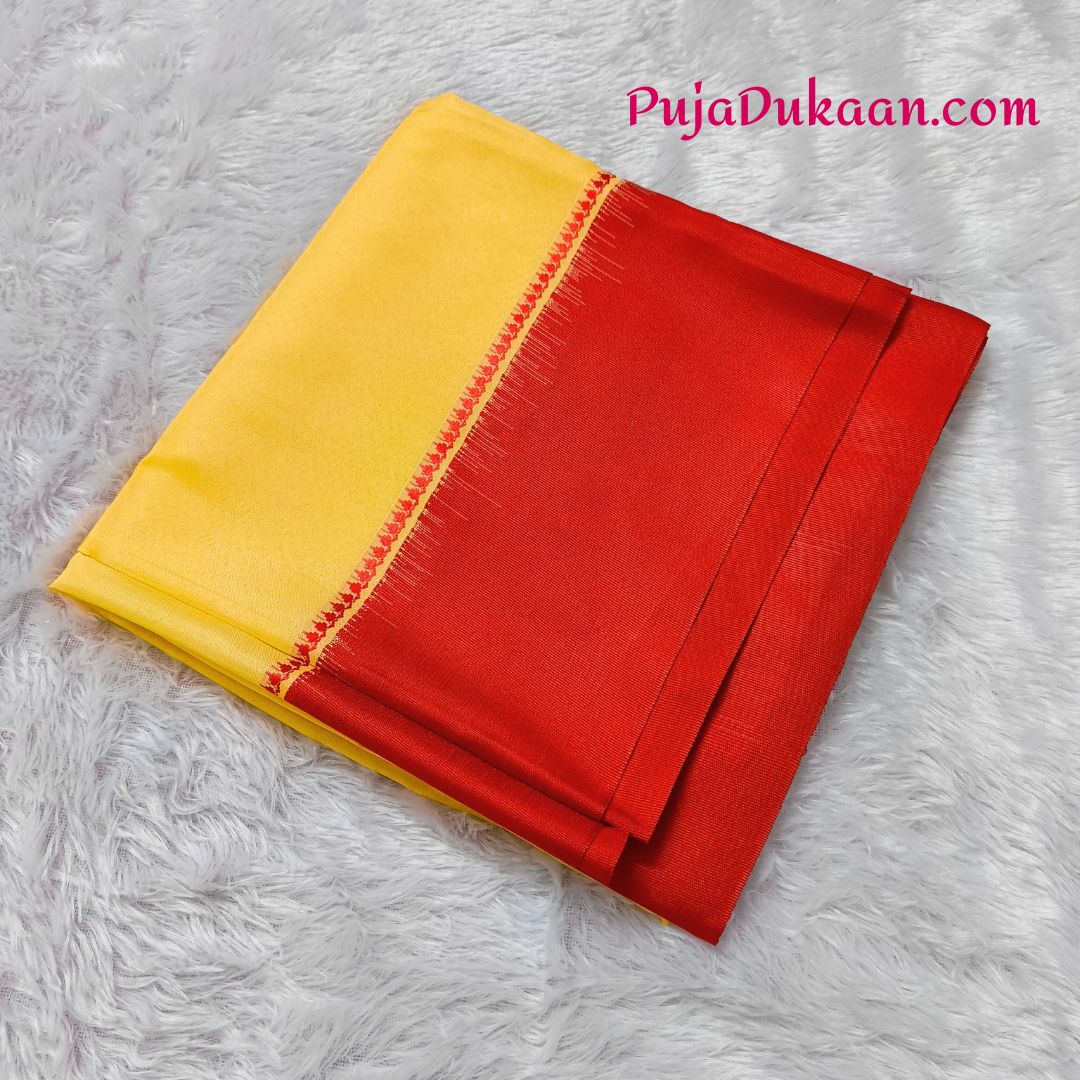 Silk Saree Red Paar 6 hand (Cream)