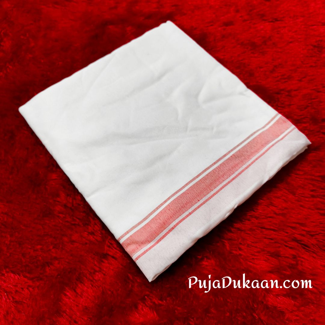 Silk Saree Red Paar 6 hand (White)