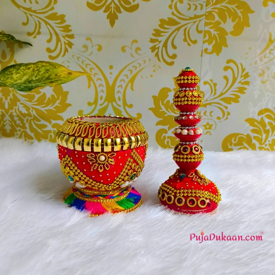 Wooden Sindhora / Sindoor Box Standing (Stone Work A1)