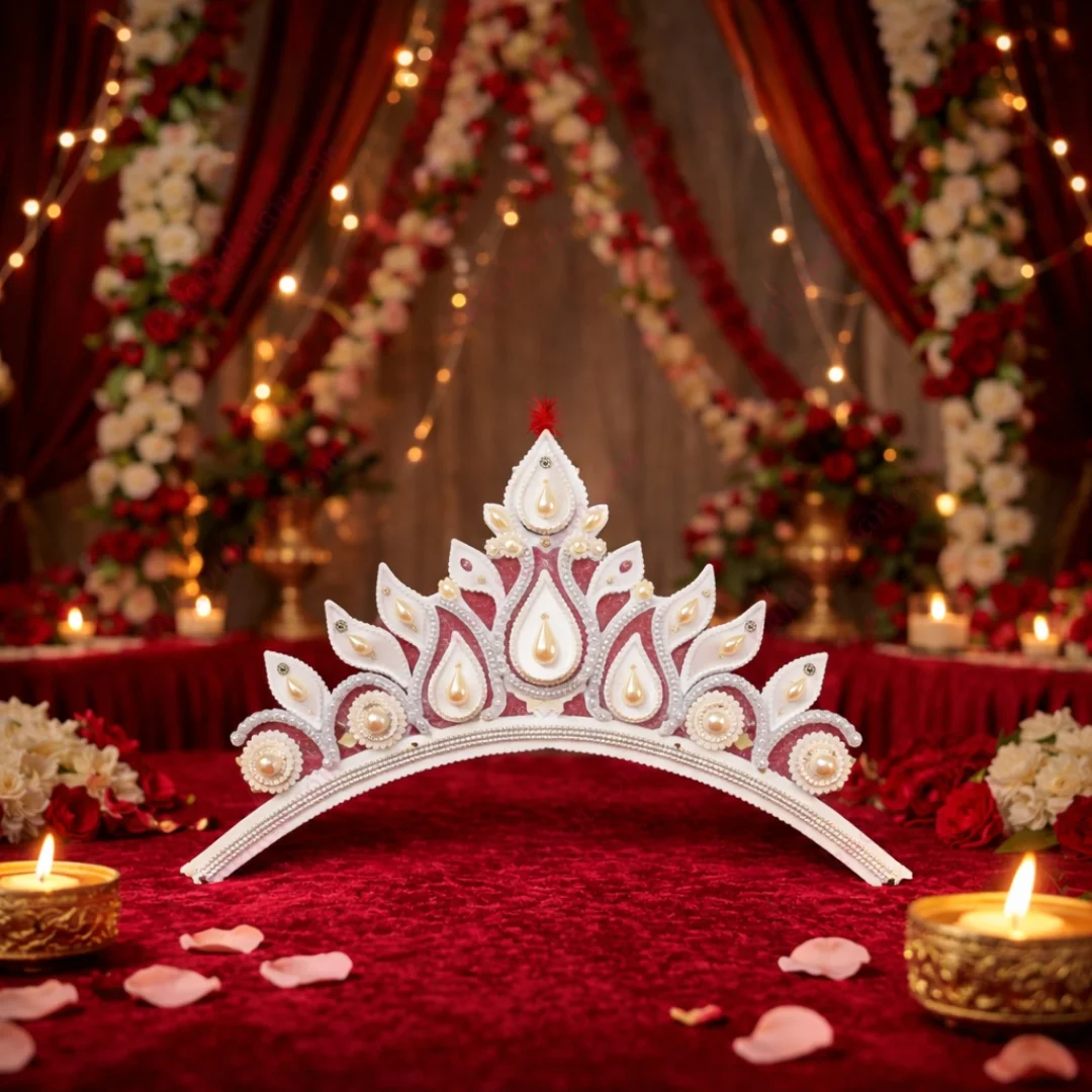 Premium Bridal Mukut Golden Pearles (B)