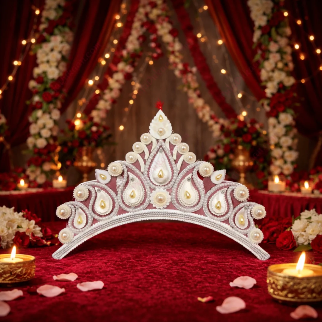 Premium Bridal Mukut White Pearles (B)