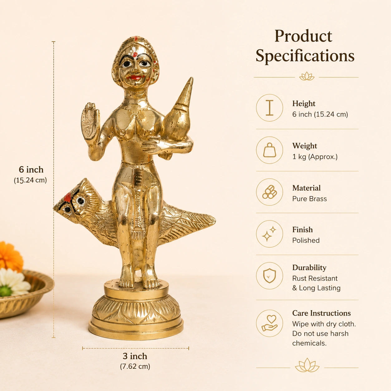 Pure Brass Kojagari Laxmi Idol 8 inch – Tela